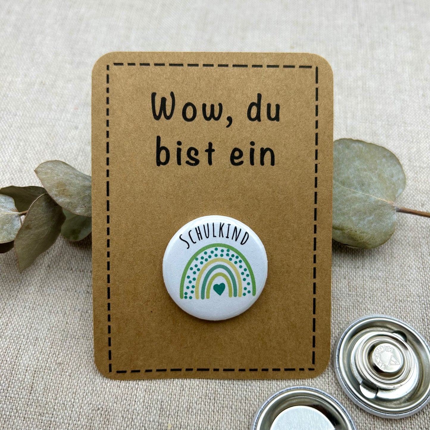 Anstecker Schulanfang GRÜN Regenbogen