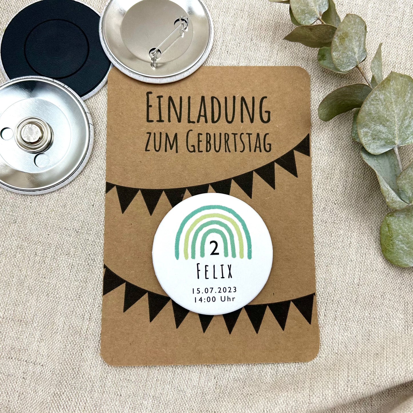 Geburtstagseinladung GRÜN Regenbogen