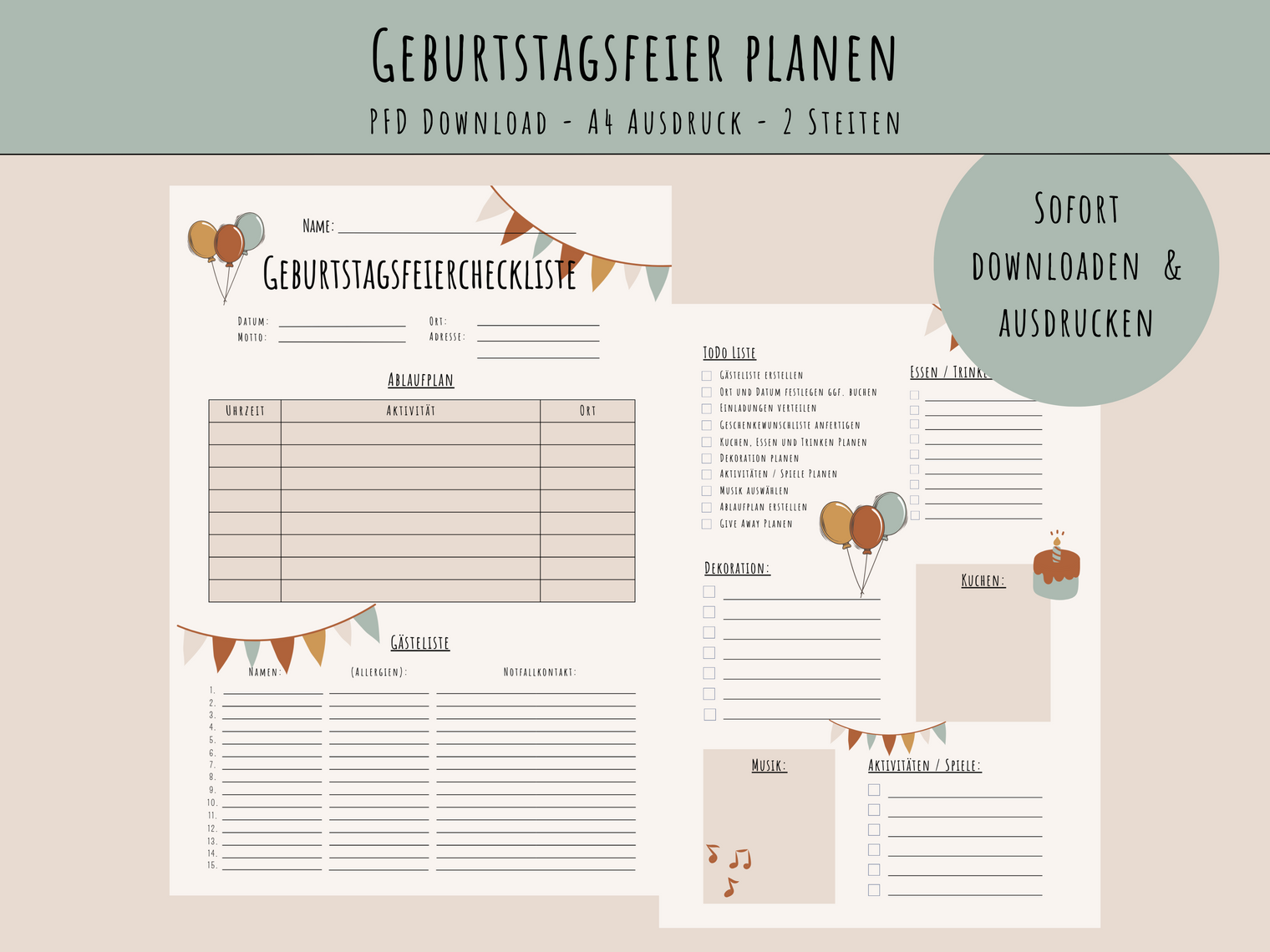 Der ultimative Helfer für stressfreie Kindergeburtstage: Dein Geburtstagsplaner zum selber Ausdrucken