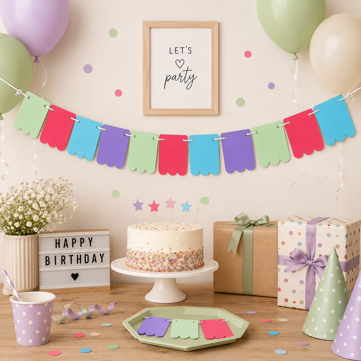 Wimpelkette geschwungen