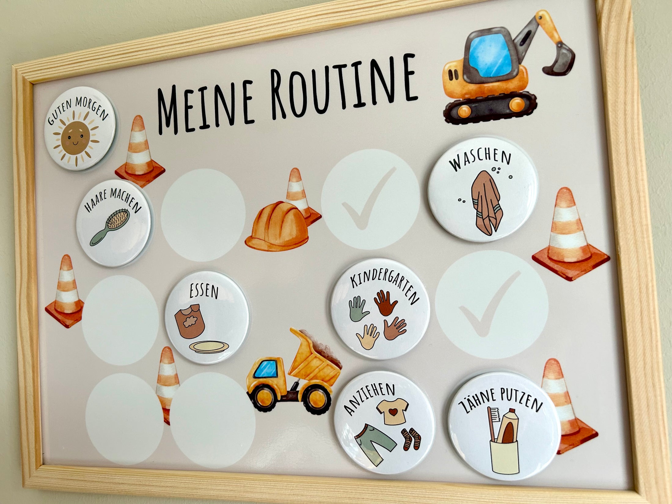 Routinetafel für Kinder | Baustelle | 30cm x 40cm inkl. 12 Magnete