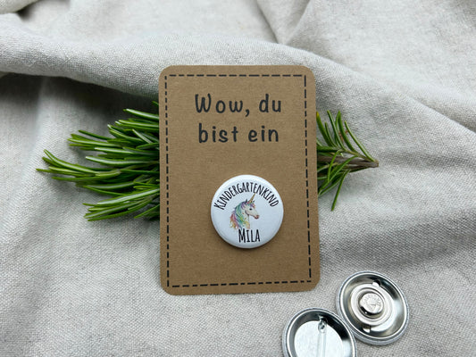 Anstecker Kindergarten EINHORN PERSONALISIERT