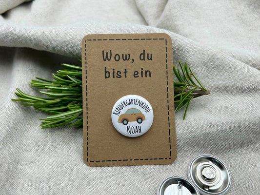 Anstecker Kindergarten AUTO PERSONALISIERT