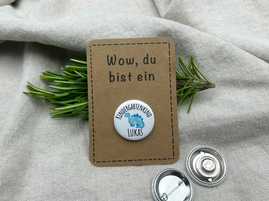 Anstecker Kindergarten DINO PERSONALISIERT