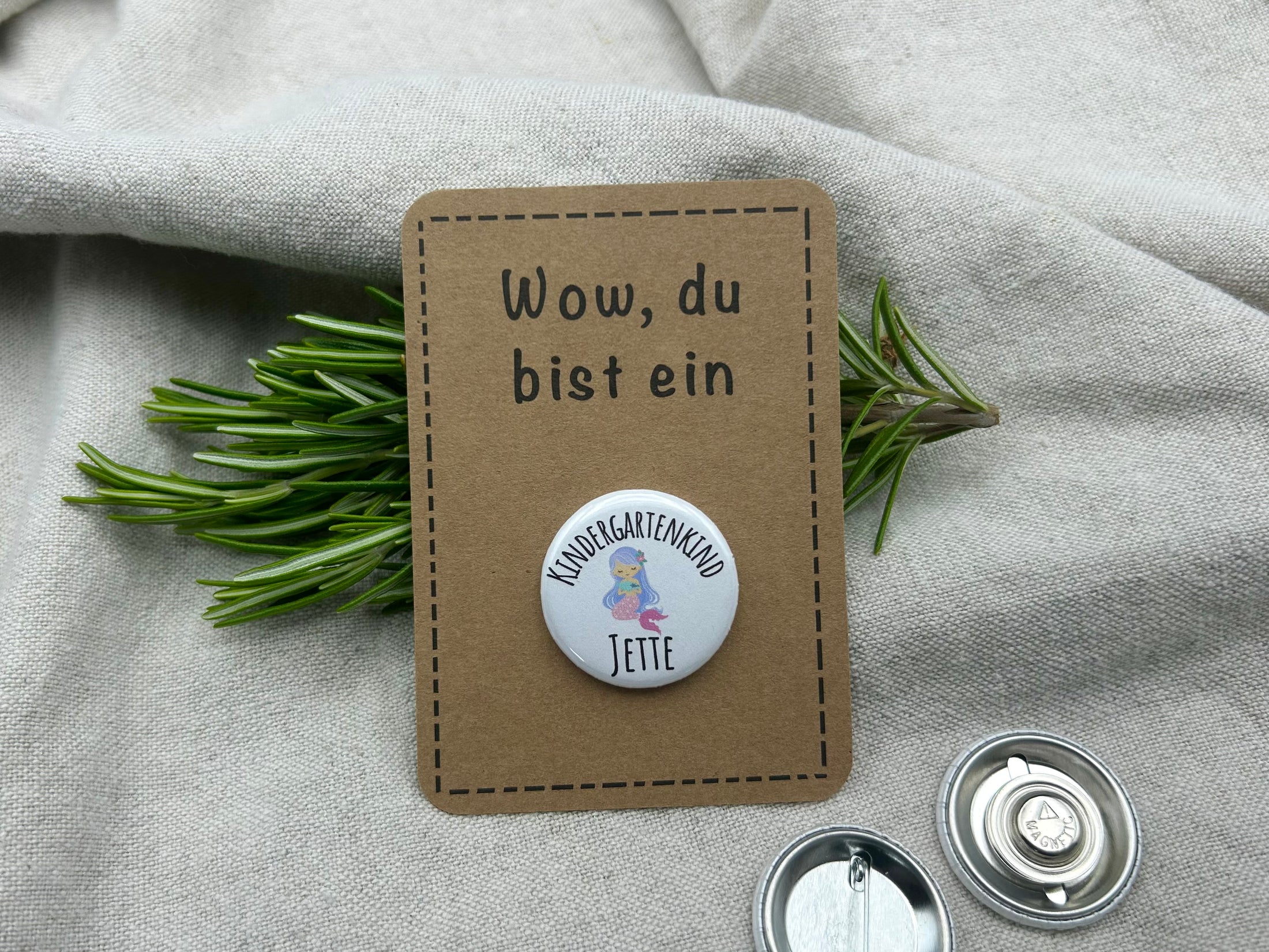 Anstecker Kindergarten MEERJUNGFRAU PERSONALISIERT