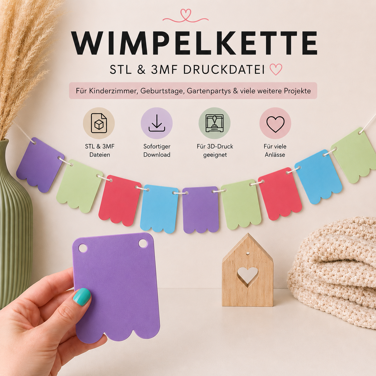 Wimpelkette geschwungen