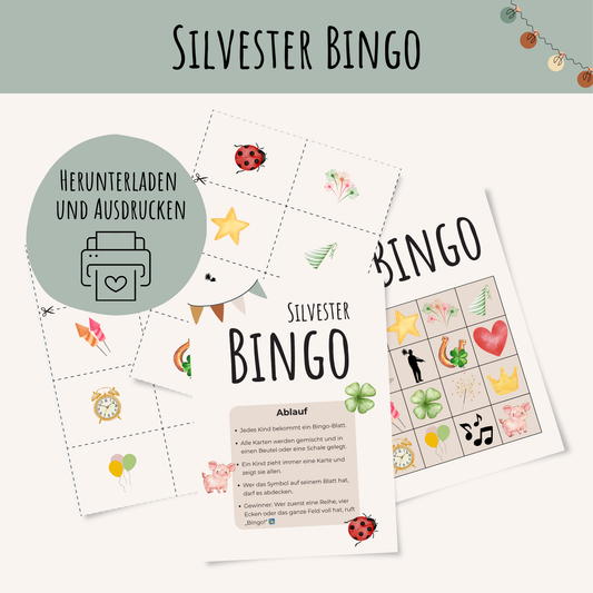 Silvester BINGO Bastelvorlage