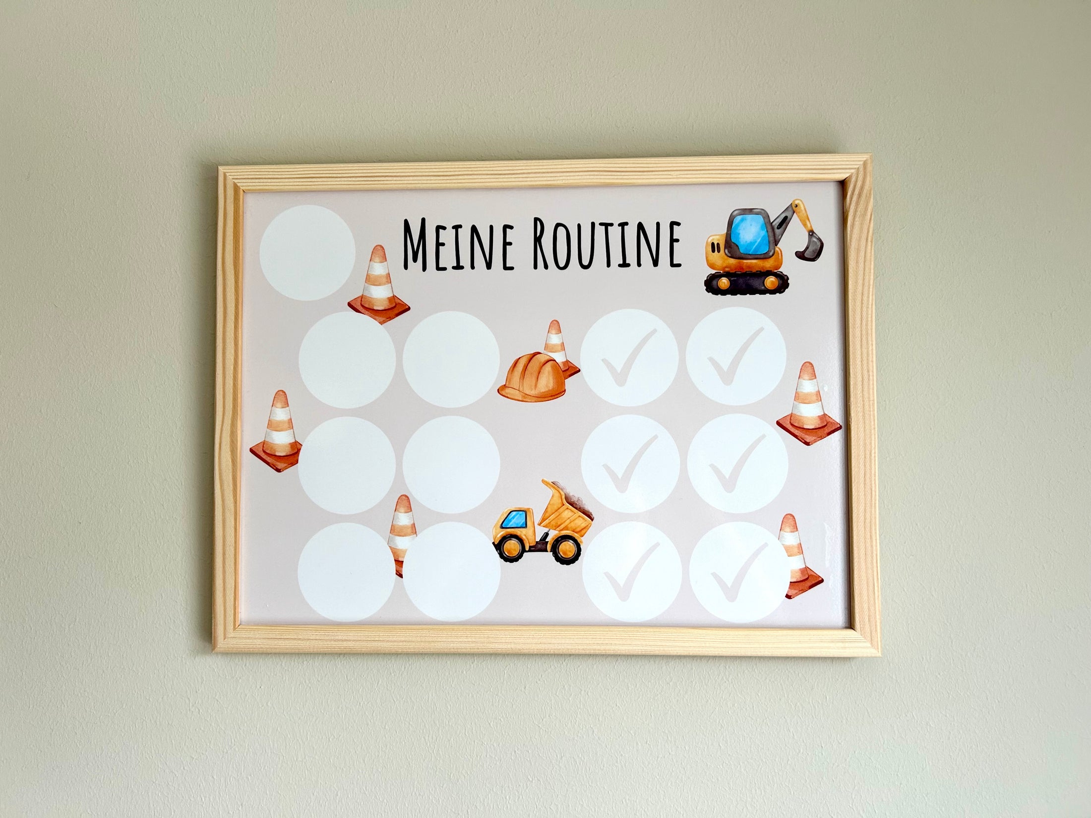 Routinetafel für Kinder | Baustelle | 30cm x 40cm inkl. 12 Magnete