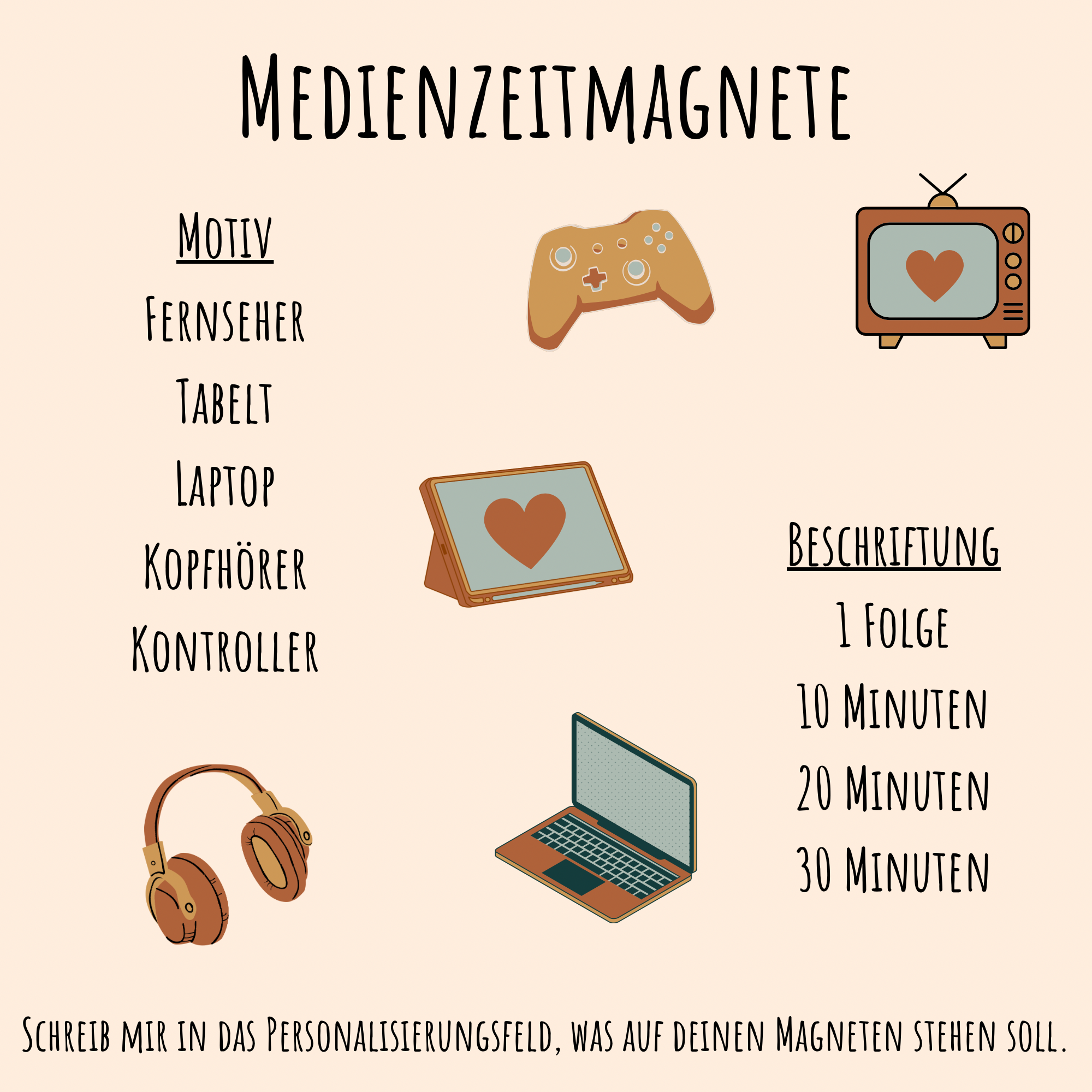 Medienzeittafel für Kinder 30cm x 40cm inkl. 8 Magnete