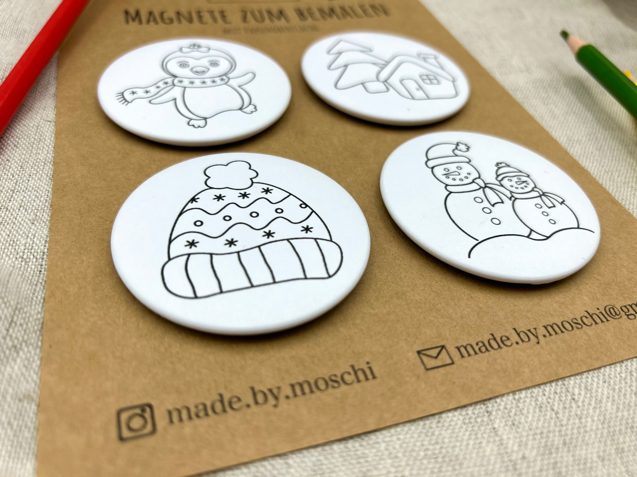 Magnete zum selber bemalen | Winter