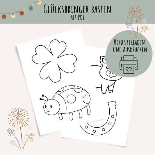 Glücksbringer Bastelvorlage / Ausmalbilder
