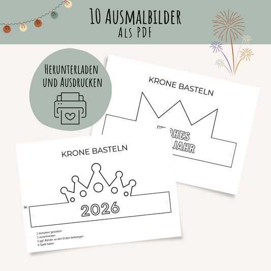 Silvester-Krone Bastelvorlage