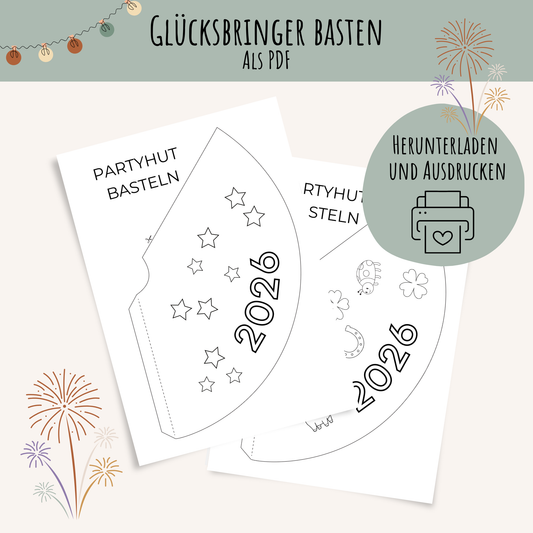 Silvester-Partyhut Bastelvorlage