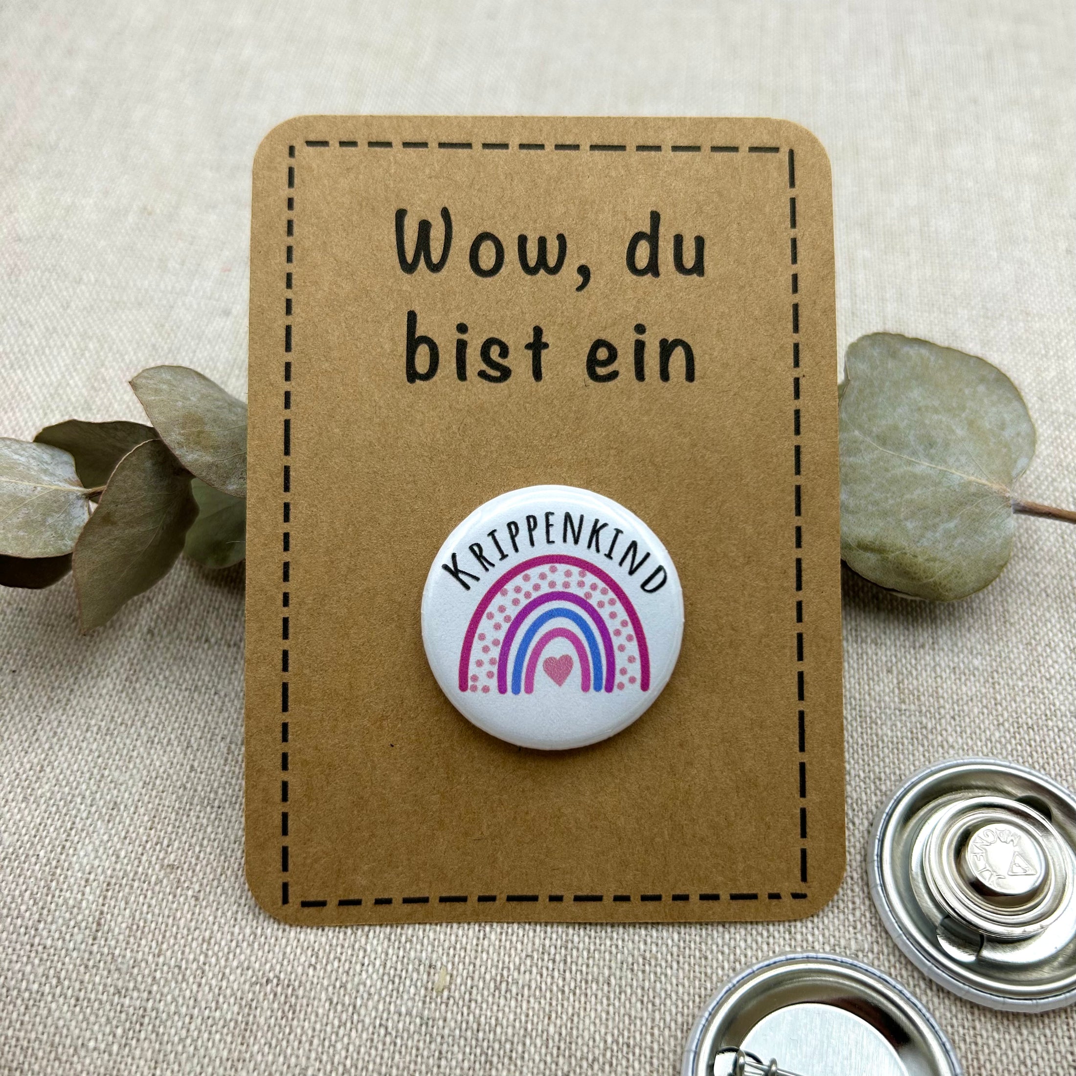 Anstecker Krippenkind PINK Regenbogen