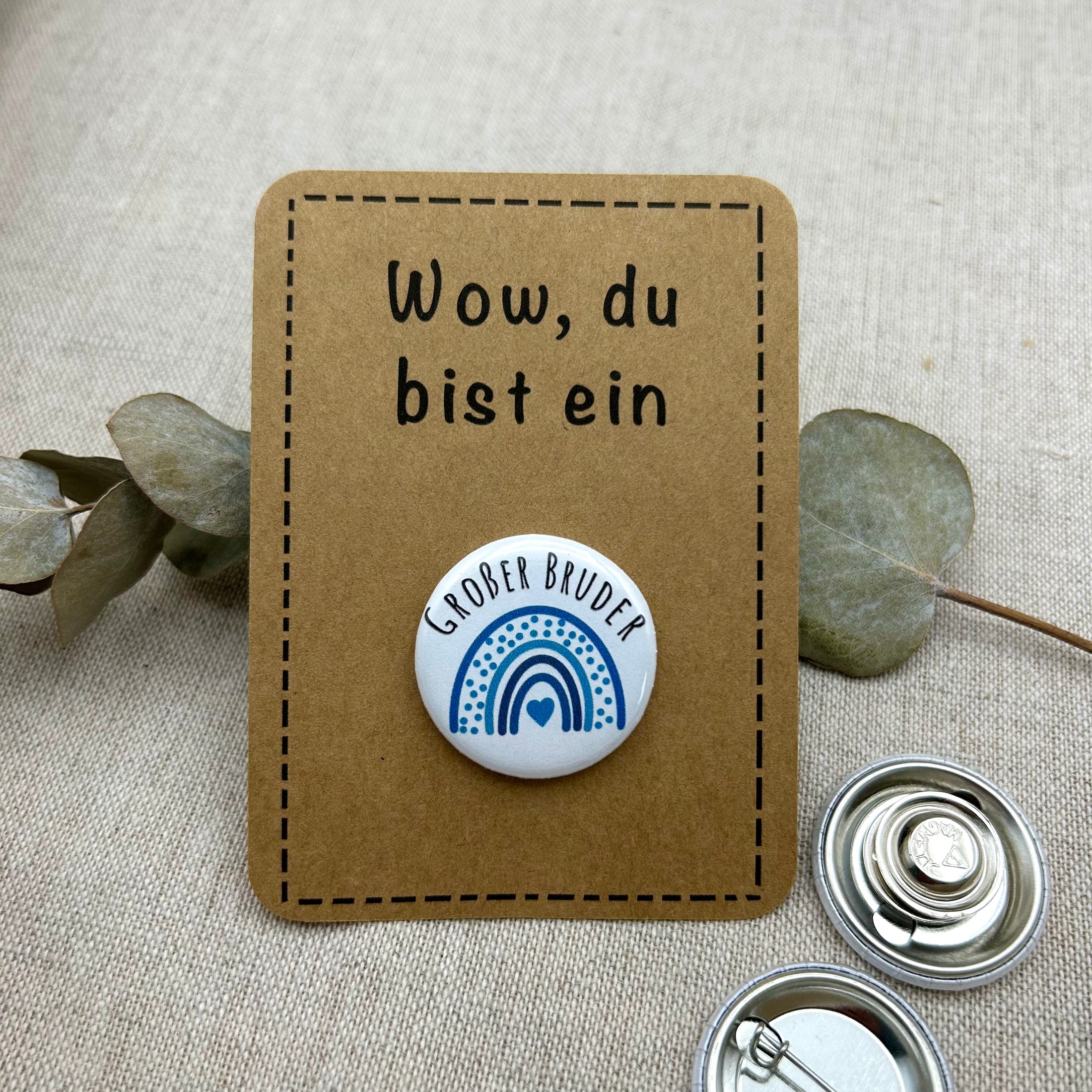 Anstecker großer Bruder BLAU Regenbogen