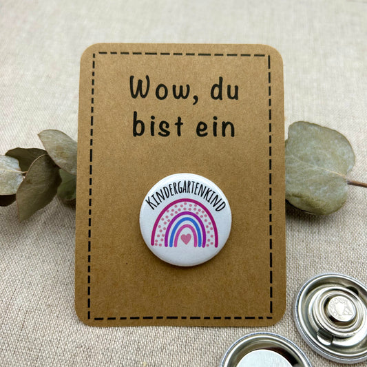 Anstecker Kindergarten PINK Regenbogen