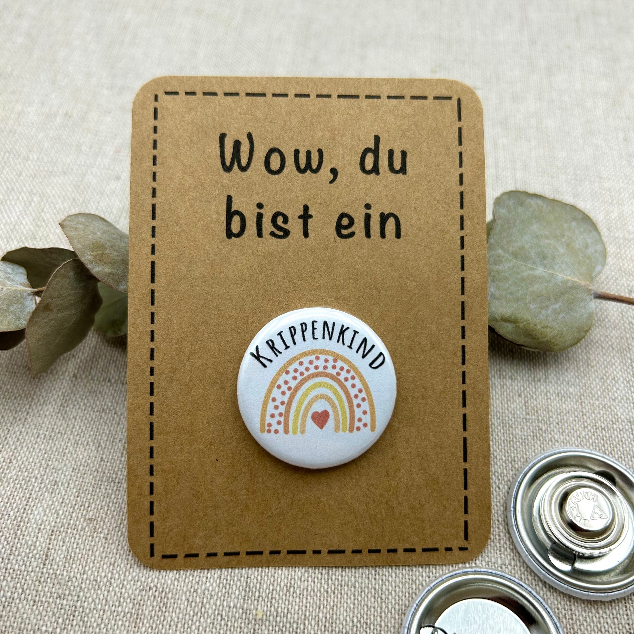 Anstecker Krippenkind GELB Regenbogen