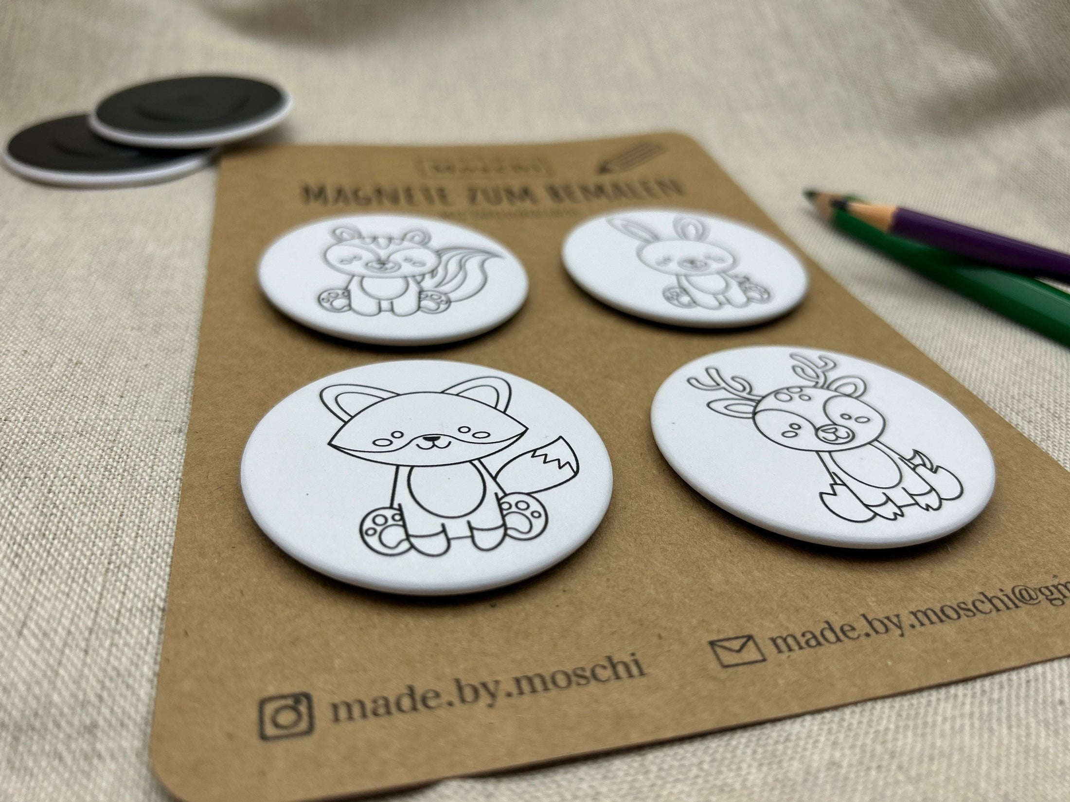 Magnete zum selber bemalen | Waldtiere